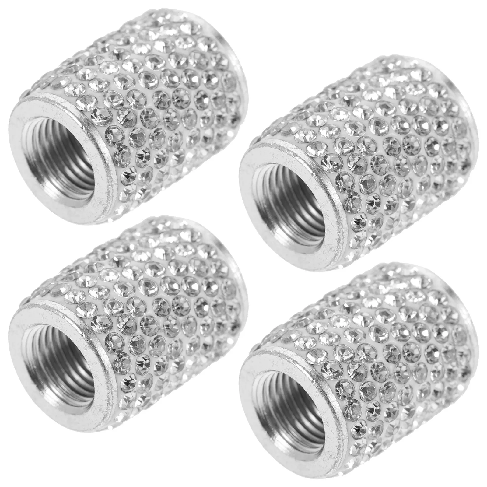 

Комплект из 4 стразовых колпачков для автомобильных шин из алюминиевого сплава, блестящие аксессуары для женщин, герметичная защита, стильные и милые колпачки для автомобильных шин