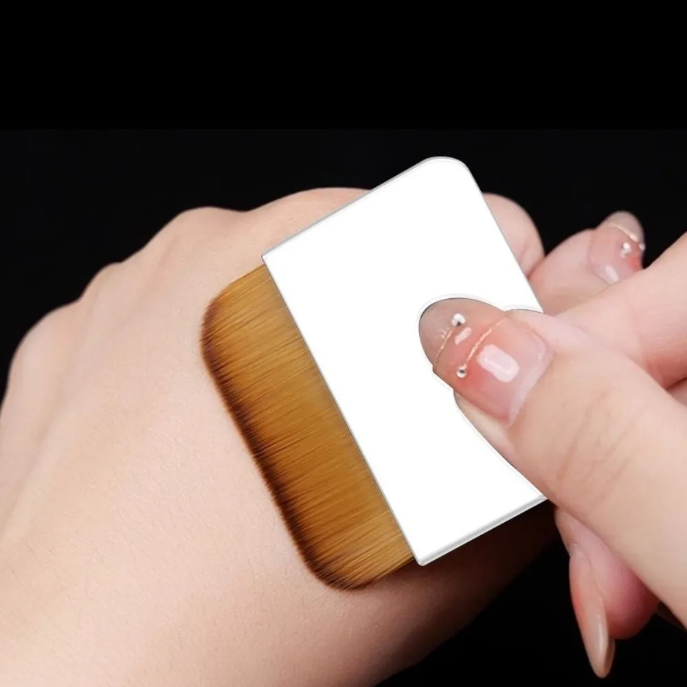 Brocha de base compacta ultrafina con espejo, brocha de maquillaje de cabeza plana sin rastro, herramientas de belleza, brocha de base plegable