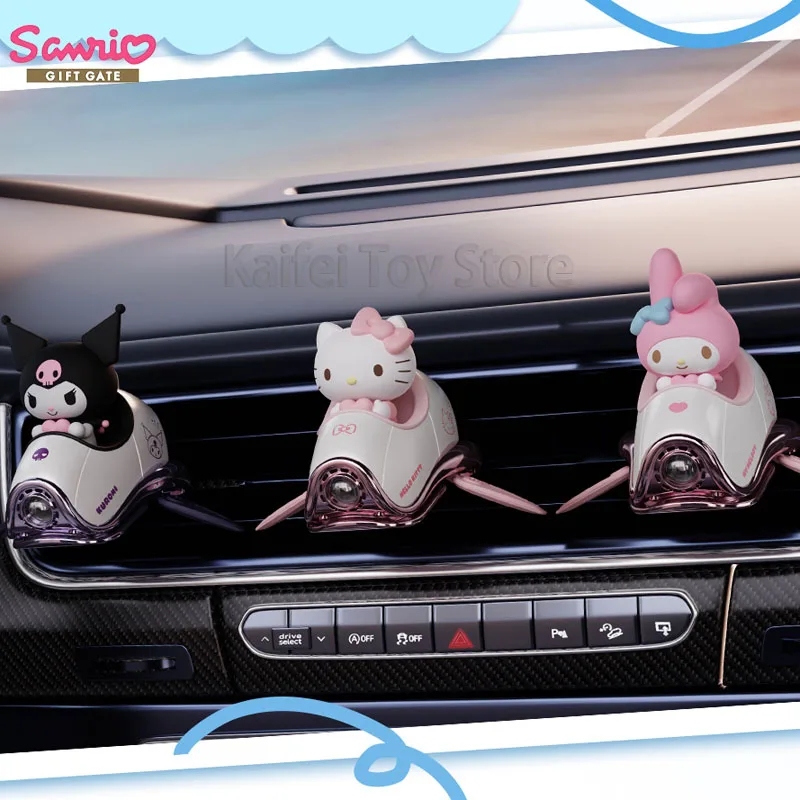 New Sanrio Hello Kitty Kuromi Melody Car Mounted Aromatherapy Flying Ball Fragrant Slices Small Airplane Air Outlet Decoration