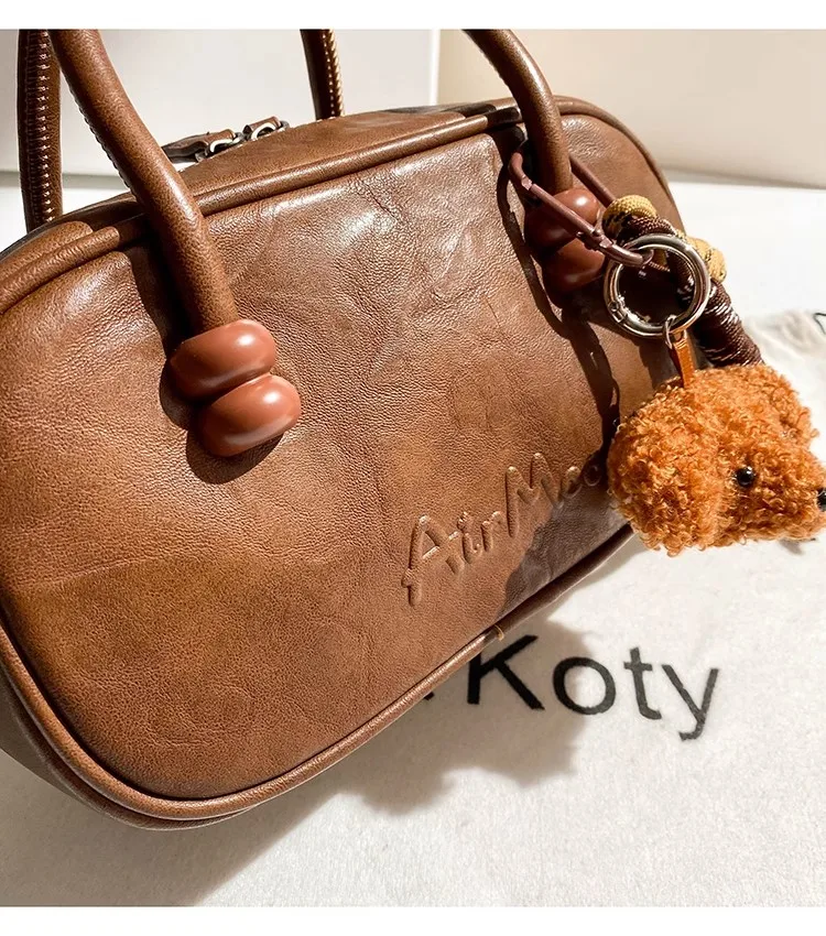 High Quality Women's Handbag Fashion Brown Color Textured Pillow Bag Lady Purse Shoulder Crossbody Bag Female Casual Bag