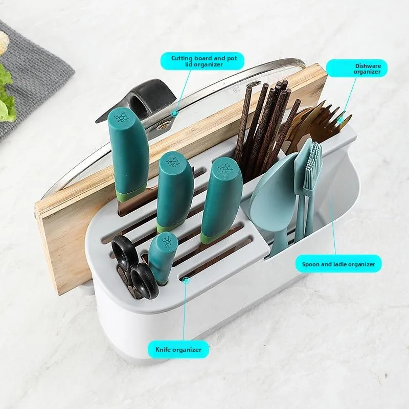 

Kitchen Storage Rack Knife Tool Organizer Cutting Board Case Storage Shelf Cooking Utensils Plastic Kitchen Accessories