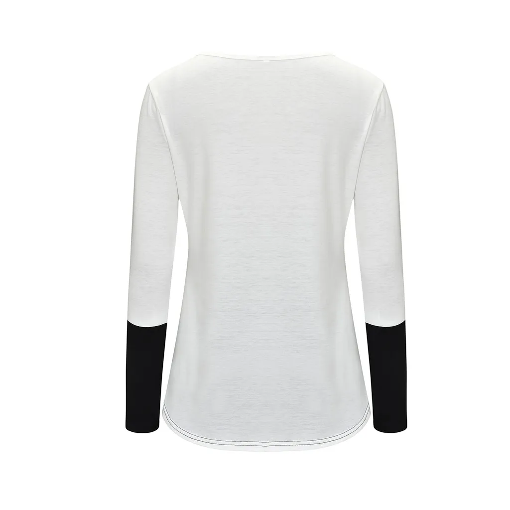 Mode Schwangere Frauen Nähte Farbe Stillen Pflege T Shirts Beiläufige Lose Langarm T Tops Für Mutterschaft – Detail 6