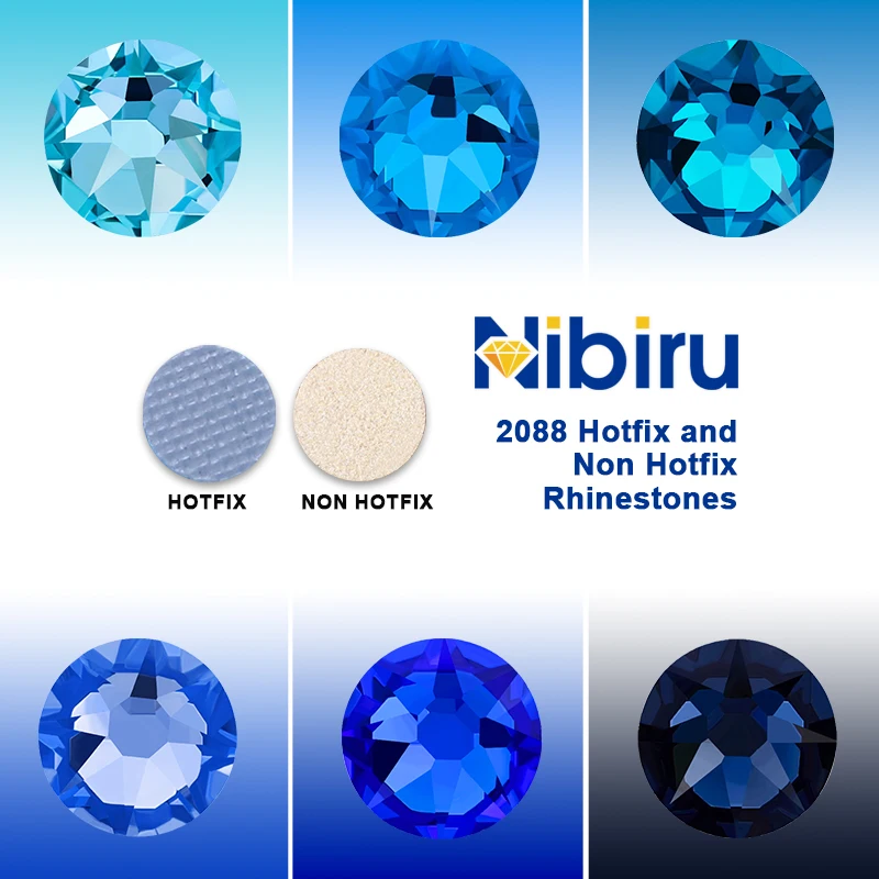 

Nibiru 2088 Blue Series Glass Rhinestone 8Big 8Small Flatback Non Hotfix & Hotfix for DIY Clothing Nail Art Decoration Crystal