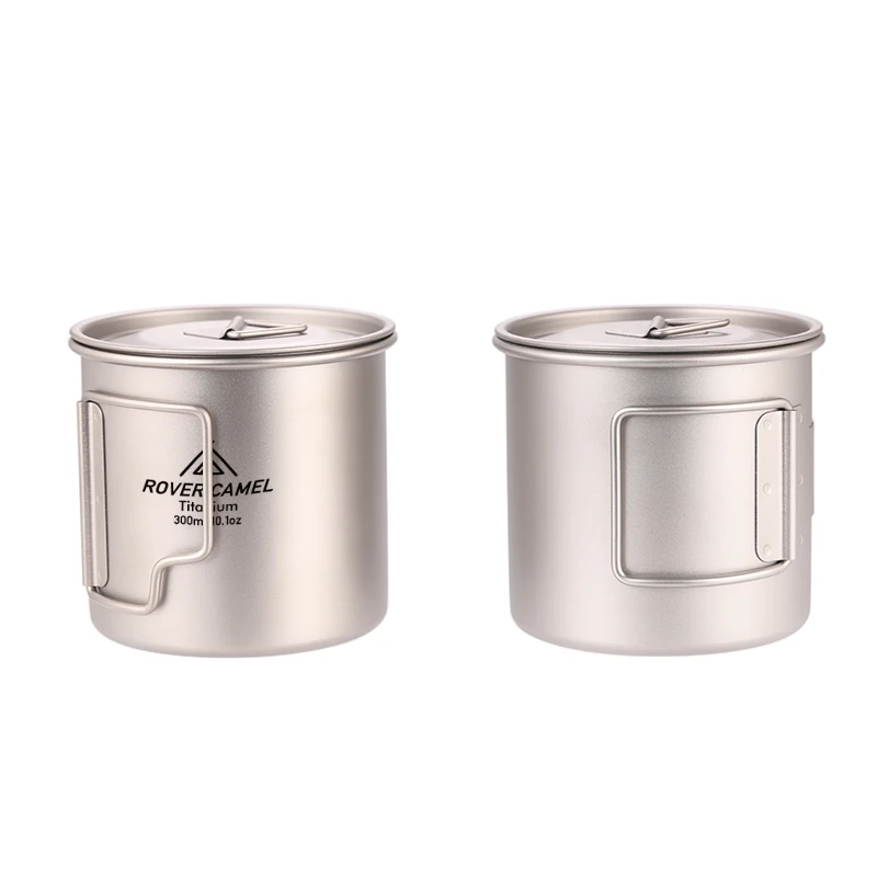 

Rover Camel Pure Titanium Cup 300ml Folded Handle Titanium Coffee Mugs with Lid Camping Tableware Ta8302W