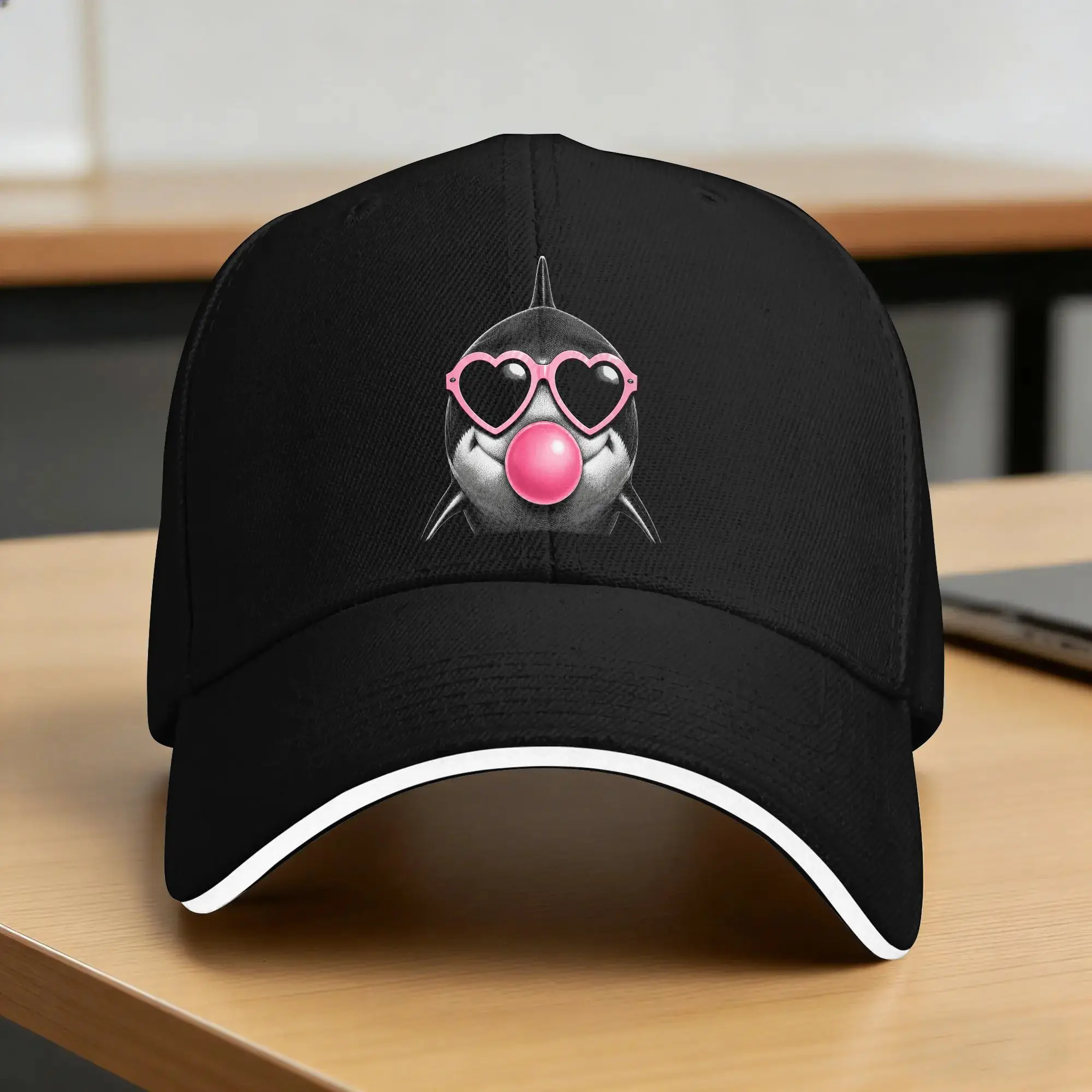 Shark Pink Heart Sunglasses Funny Bubble Casual Baseball Cap Summer  Trucker Hat Sun-Proof Outdoor Sport Hip Hop Hats Gift Idea