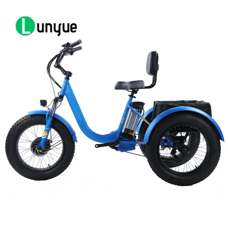Electric Tricycle 3 Wheel E Bike Adult Folding Electric Bicycle with Basket for Commuting Shopping Long Range Battery Power