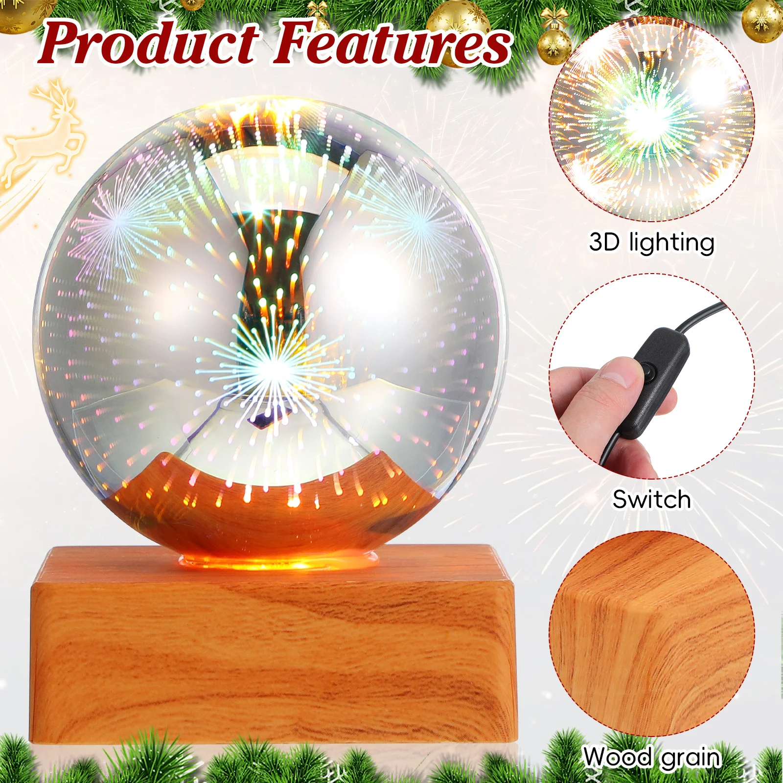 1 قطعة مصباح إسقاط ملون رومانسي يشبه الحلم ضوء الليل للمنزل عطلة هدية الكريسماس جو ديكور السرير الإبداعي #3