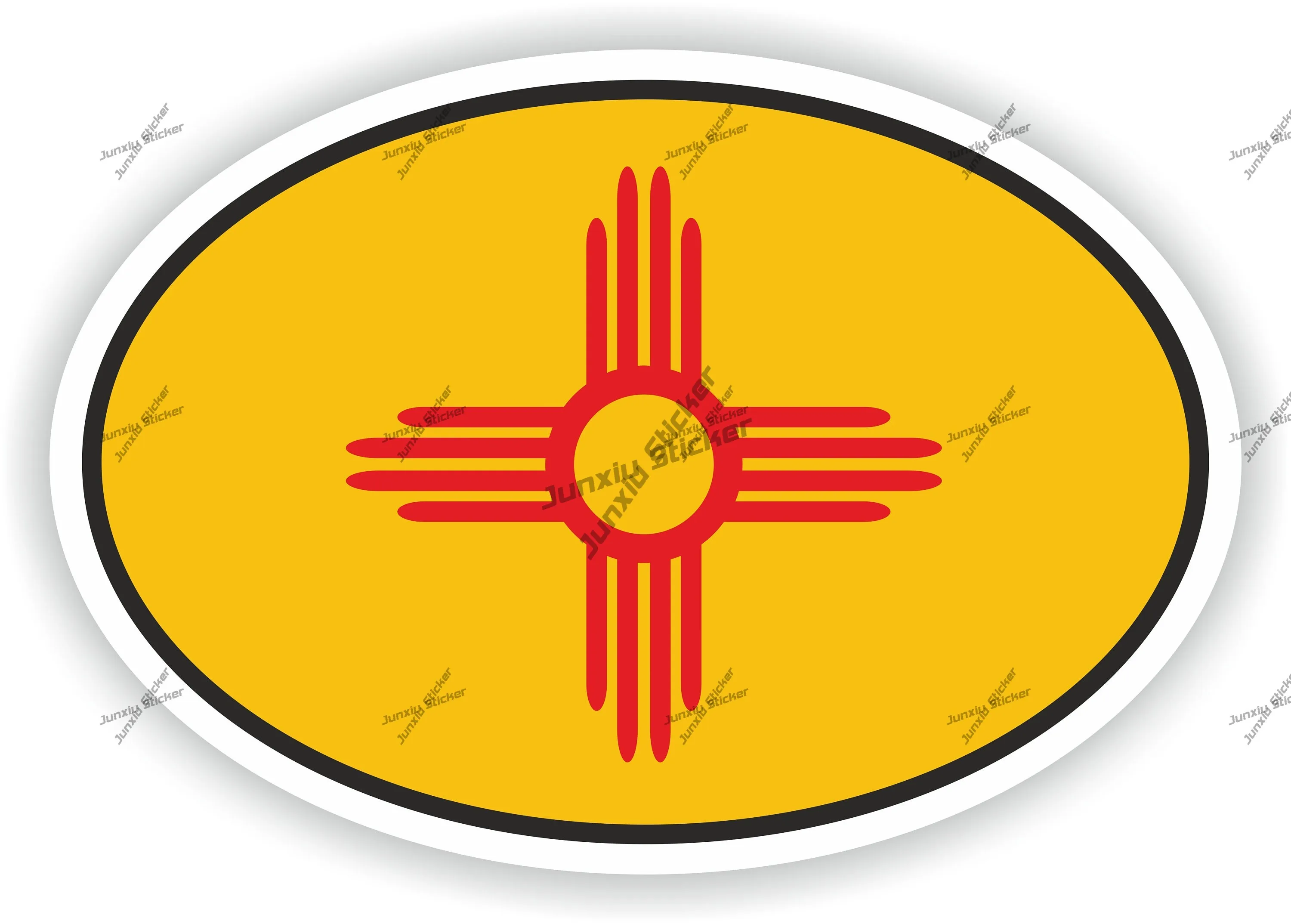 

New Mexico America Flag Oval Sticker Pickup Camper Bumper Truck Jdm Decals Cover Scratches Car Accessories Decoration For Suv