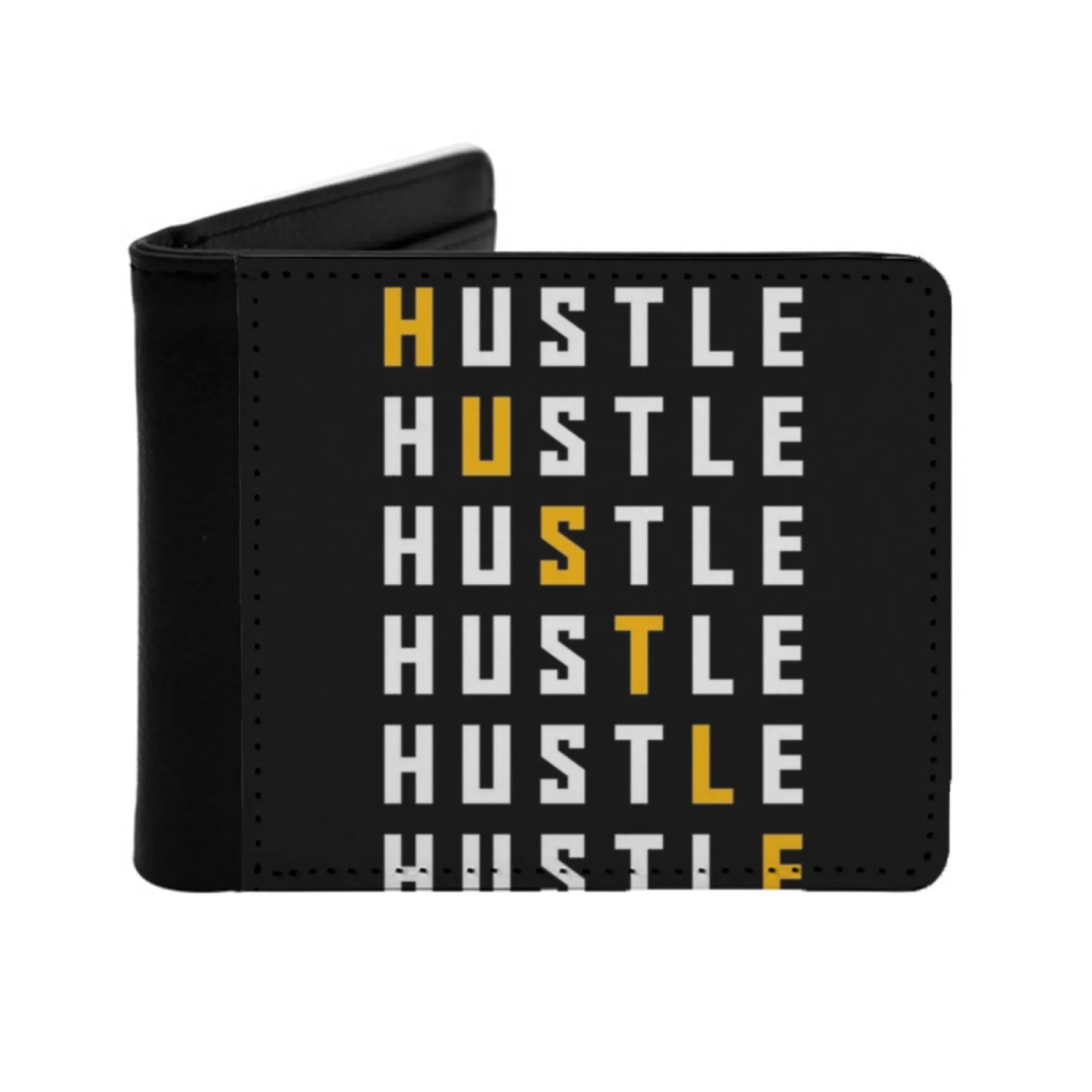 

Мужской кожаный кошелек Hustle, держатели для кредитных карт/Id, вставки для денег, мужские короткие кошельки, мотивация, вдохновляющая типография