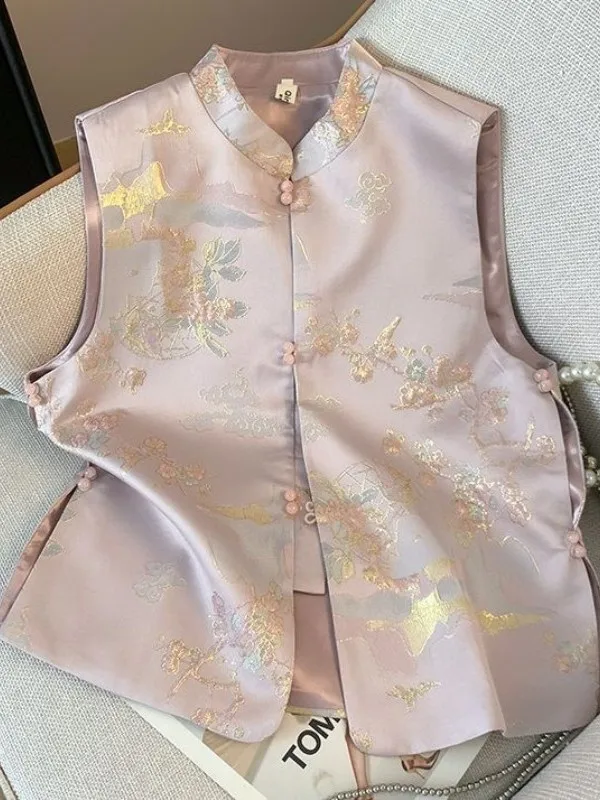 new-chinese-sle-vest-women's-spring-autumn-stand-collar-tang-costume-two-piece-set-traditional-national-faion-design