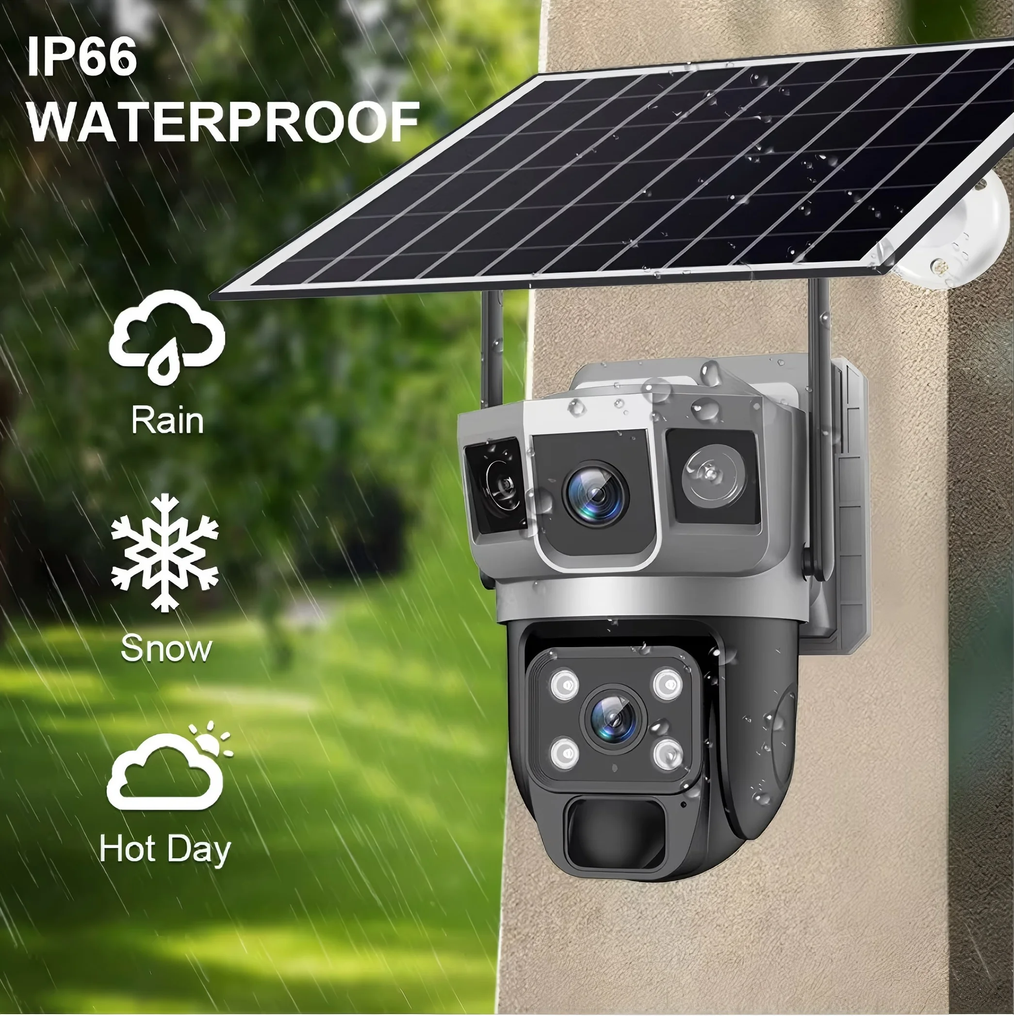 4G Solar Camera  Wireless CCTV HD 12MP 6K Dual Lens Triple PTZ Auto Tracking Security Home Monitor V380 Pro Outdoor Camera