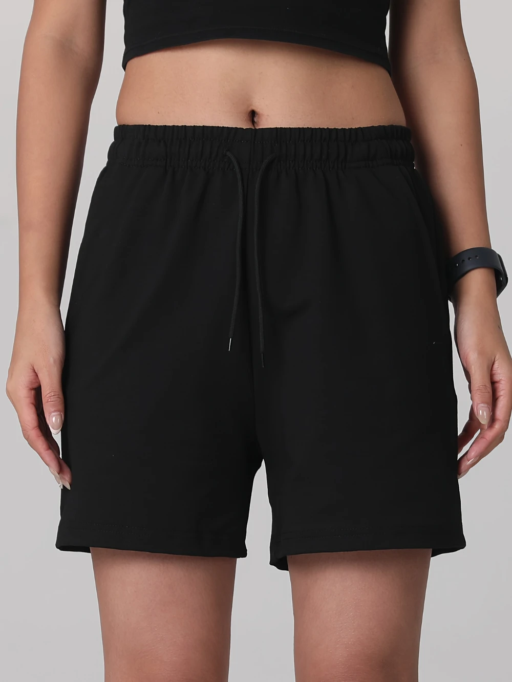 Women's Solid Color Shorts with Elastic Waistband Drawstring Lightweight Summer Shorts Suitable for Casual Wear