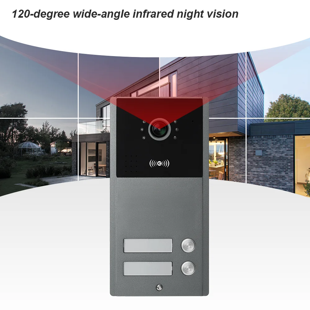 Tuya Smart 7 بوصة 1080P HD فيديو باب الهاتف مقاوم للماء معدن RFID فتح التحكم في الوصول مع وظيفة الاتصال الداخلي WIFI #5