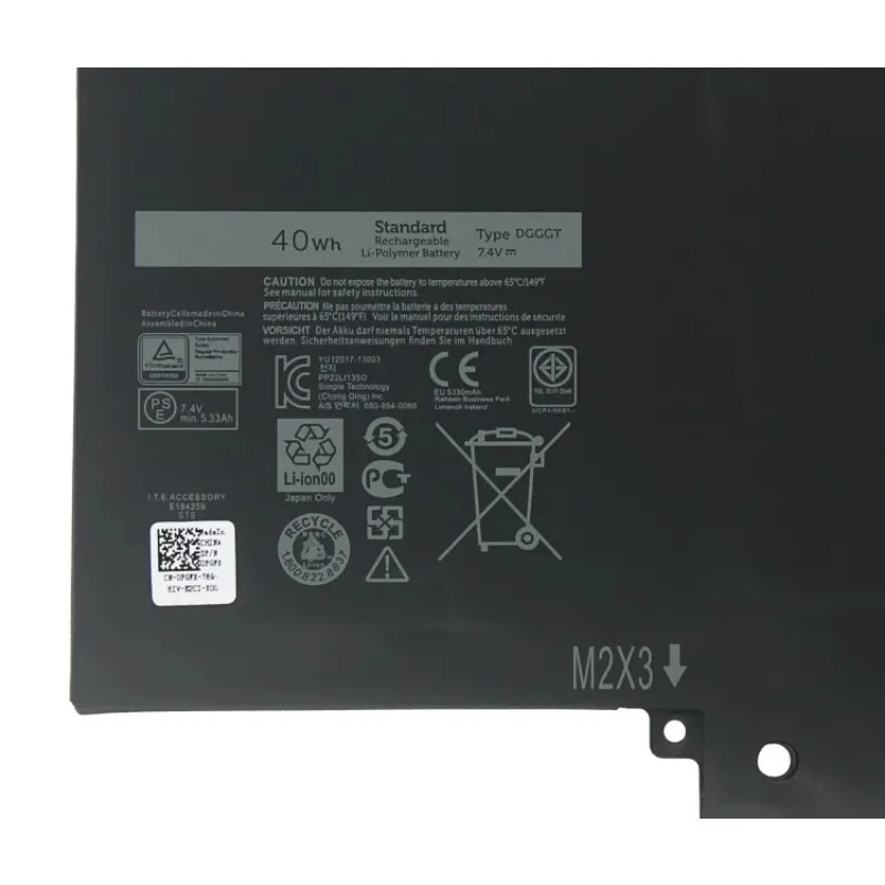 Для ноутбука Dell P16T XPS11-9P33 XPS11S XPS11D 11R-1508T 2408 DGGGT 7,4 V 40WH/5330mAh