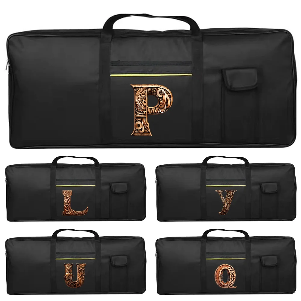 

Lightweight Musical Instrument Bag Double Zipper Piano Bags Big Pocket Handbag Wood Art Letter Series 61 Keys Keyboard Pack
