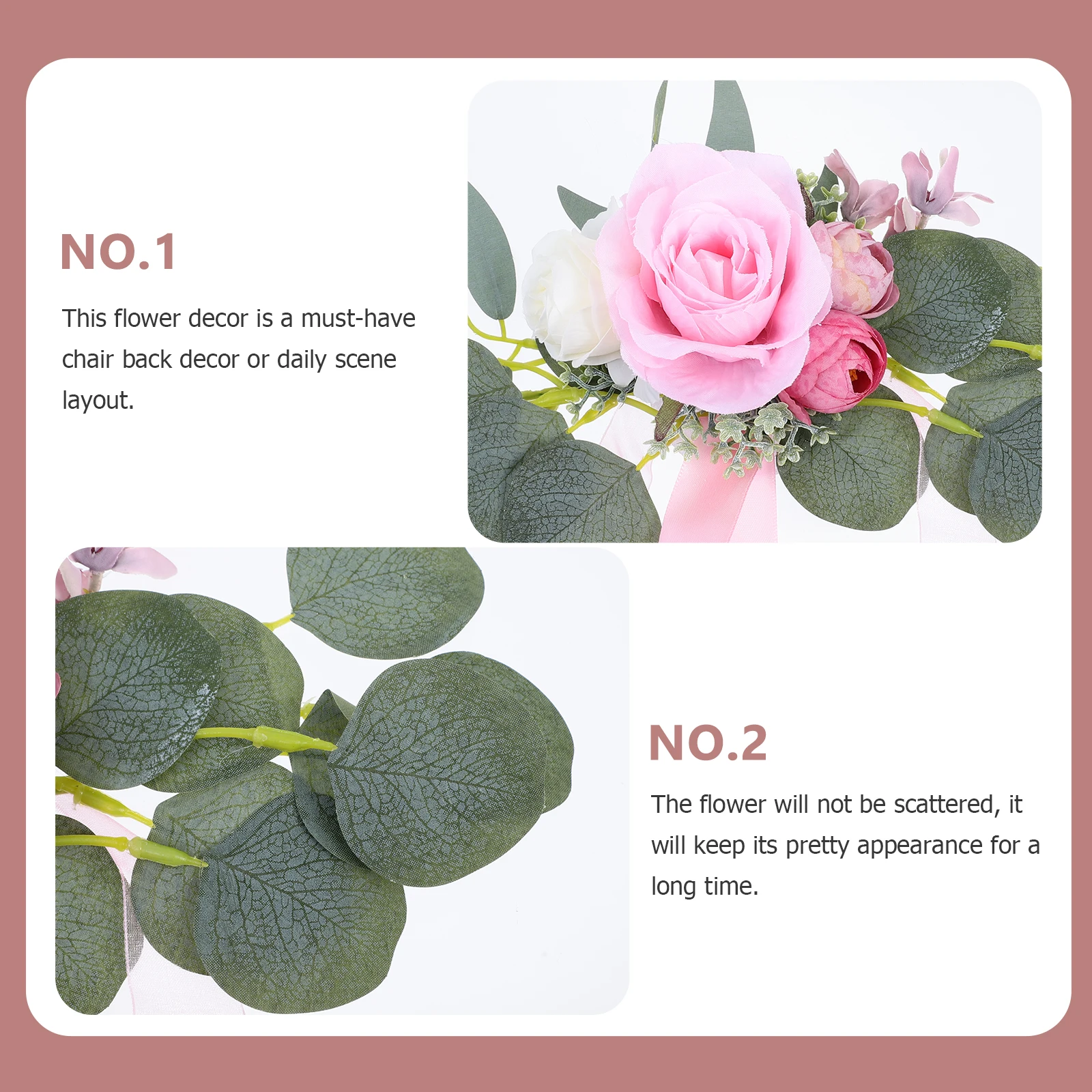 

Artificial Chair Flower Decor Chair Back Ornament Wedding Decoration Flowers Realistic Texture Long Lasting