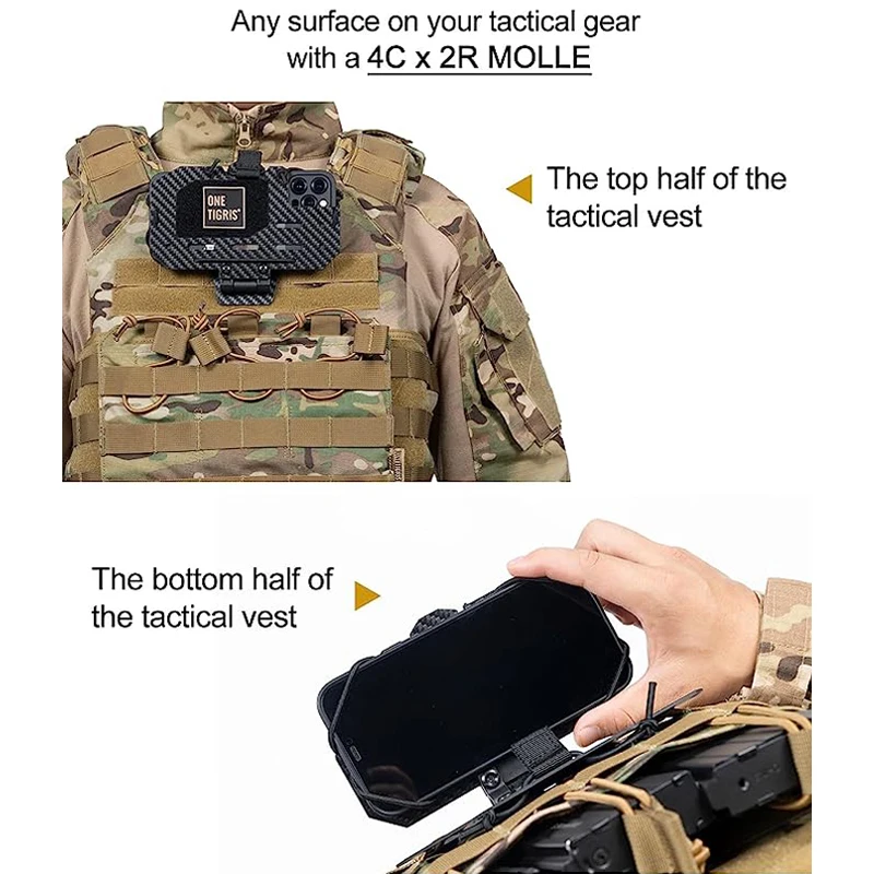 OneTigris Tactical Vest Phone Holder, Universal Chest Cell Phone Board Plate Carrier Phone Mount for Screen Size 4.7\