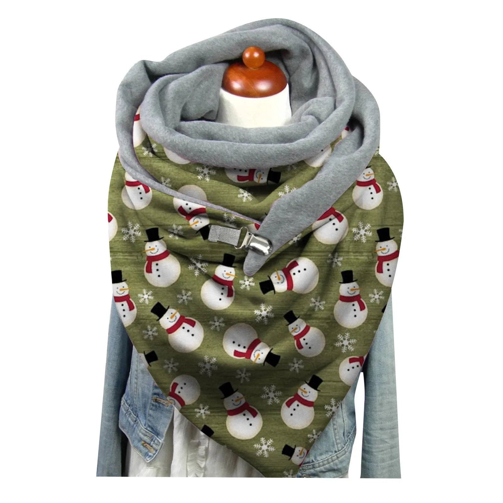 Button Winter Christmas Fashion Soft Print Scarves Casual Warm Wrap Christmas Scarf for Women Womens Headscarf Silk Head Scarves