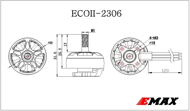 Emax ECO II Series 2306 6S 1700KV 1900KV 4S 2400KV Brushless Motor for RC FPV Racing Drone Quadcopter RC Model