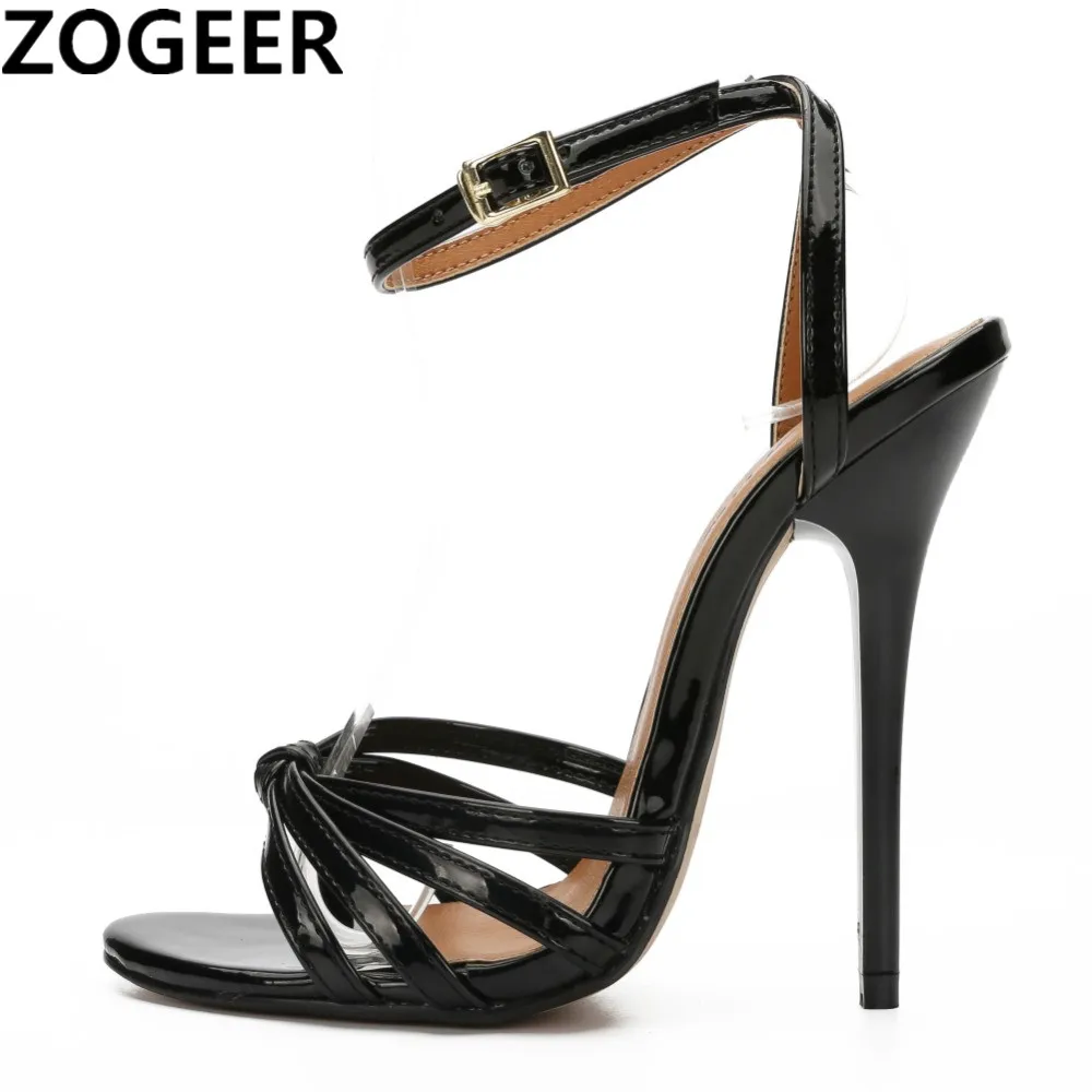 

Сексуальные сандалии на высоком каблуке, женские модные летние шлепанцы-гладиаторы с ремешками на щиколотке, черные, красные вечерние свадебные туфли, женские большие размеры 48