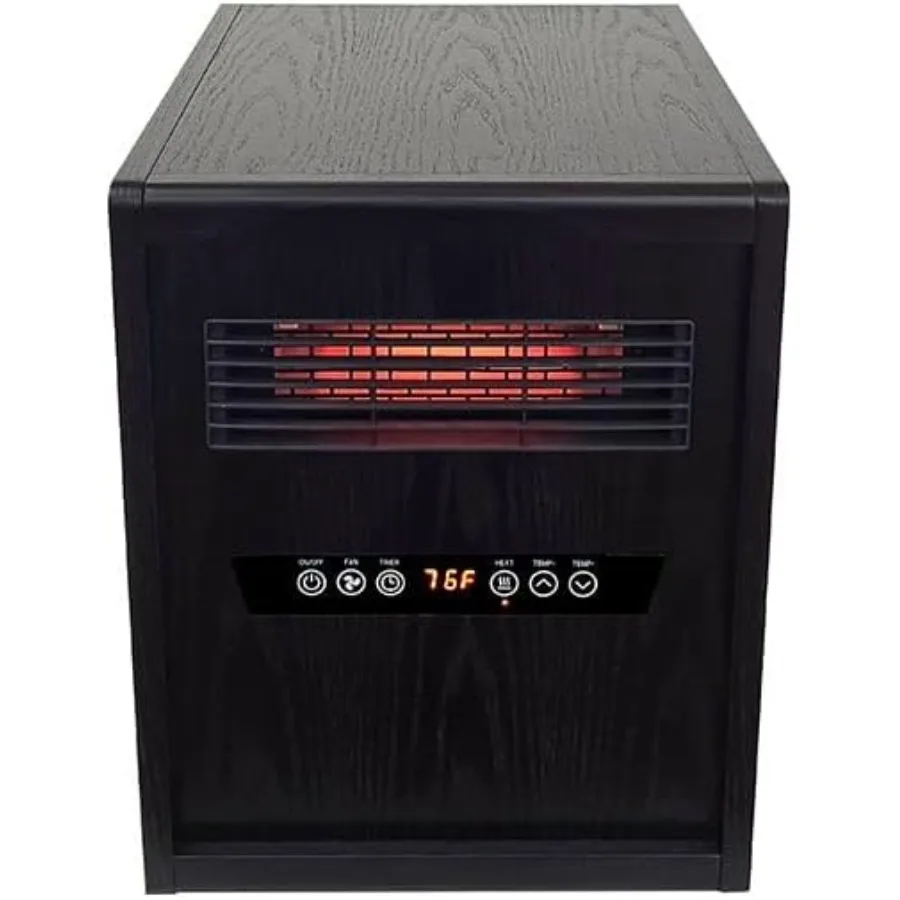Portable Rolling Infrared Space Heater with LED Touchscreen and Remote Control 12h Timer 1500W Quick Heating for Indoor Use Bla