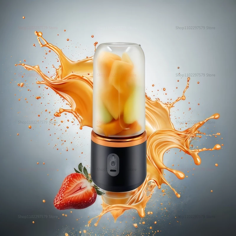 Portable 2-Cup Fruit Juicer Blender mini Ice Crusher USB Rechargeable Wireless Juice Extractor for Smoothies Travel Compact