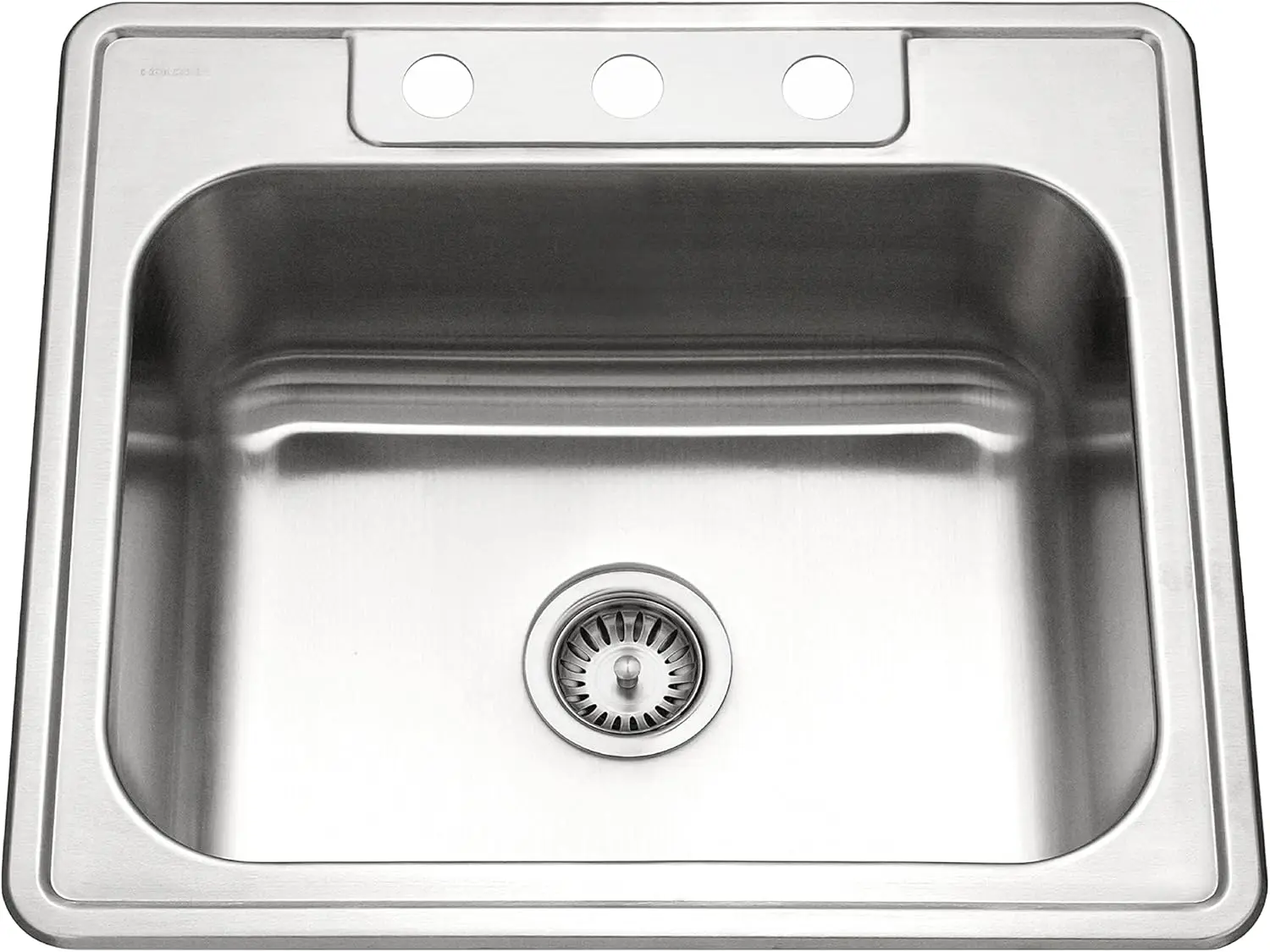 

Glowtone Series 25' Stainless Steel Kitchen Sink - Single Bowl, 3-Hole, Topmount Drop-In, Multipurpose for RV, Outdoor, Bar