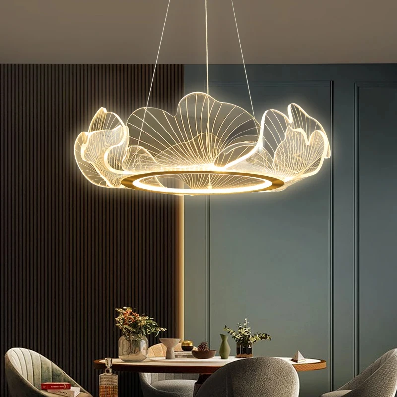 Imagem -06 - Nordic Led Lotus Leaf Pendant Lights Luzes Reguláveis para Jantar Sala de Estar Mesa Central Quarto Decoração Elegante Lusters Chandelier 2024