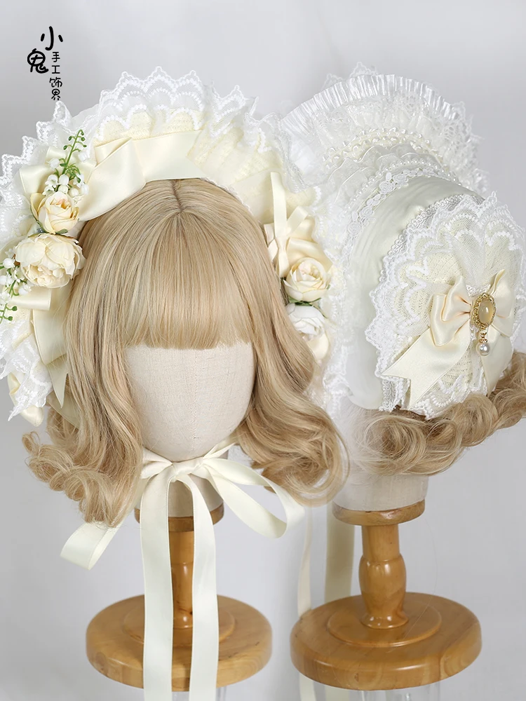 

Lolita Han Yang Eclectic Straw Hat BNT Lace CLA Series Flower Bow Tie Flat Hat Wave Knight Top Hat