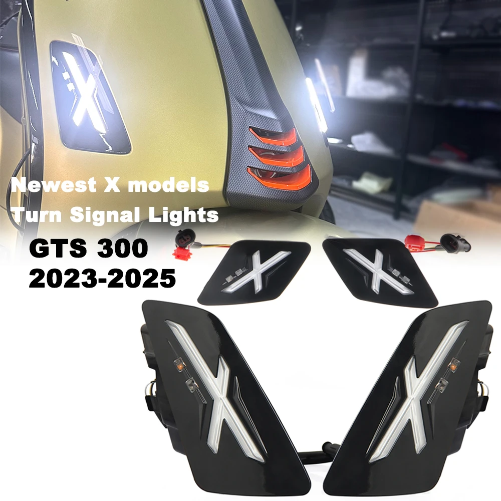 

For Vespa GTS 300 gts300 2024- New Motorcycle Accessories X models LED Front Rear Turn Signal Indicator Daytime Running Lights