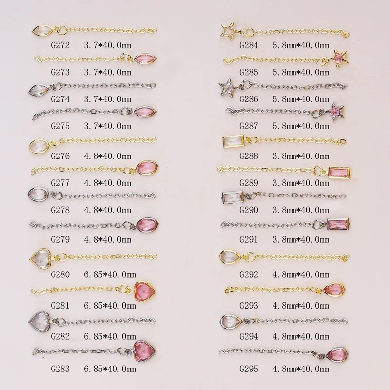 5ชิ้น/ล็อต2023ฤดูร้อนใหม่สุดหรูประกาย zircon ห่วงโซ่เพิ่มประสิทธิภาพแสงหรูหราพู่ประดับเล็บ