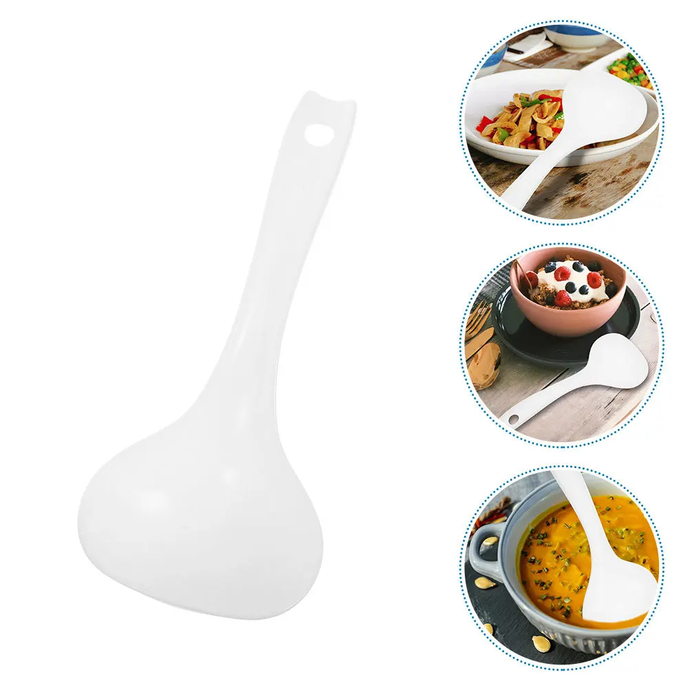 

10Pcs Soup Ladles White Plastic Large Flour Spoons Multipurpose Serving Utensils Food Serving Ladle Rice Scoop Cooking Spoon
