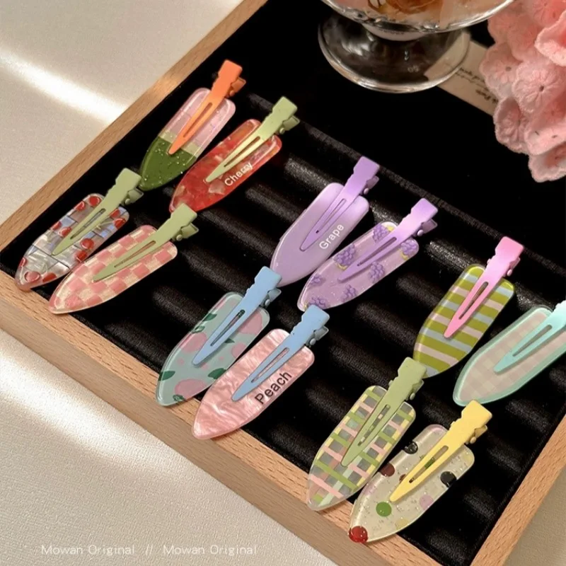 2 Stück/Paar Acryl-Haarspangen in Sakura-Rosa, nahtlos, für Damen, Pony-Clip ohne Biegung, Entenschnabel-Haarspange, Haarnadeln, Haaraccessoires für Damen und Mädchen_voghion.com