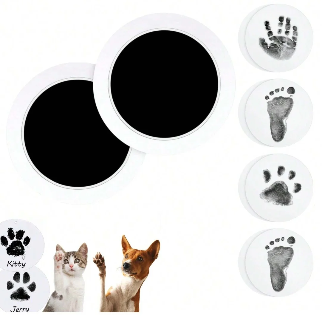 1Pack Black Pet & Baby Handprint And Footprint Inkless Touch Kit, Dog & Cat Memorial Supplies