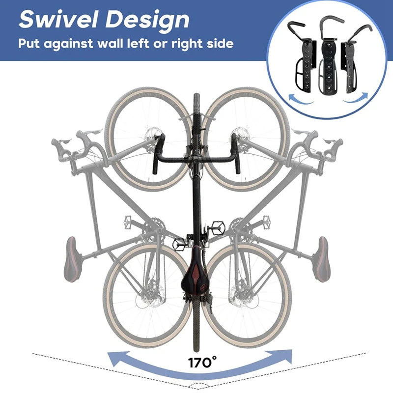 New 1 PACK Swivel Bike Rack Garage Wall Mount Bike Hangers For Garage Bike Rack Bicycle Storage Vertical Bike Rack