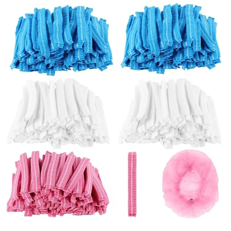 100 قطعة قبعة الاستحمام القابل للتصرف الشعر رئيس يغطي صافي منتفخ الغبار مكافحة الغبار قبعات تنفس دش الاستحمام القبعات المطبخ #6