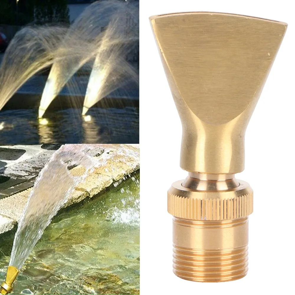 G1/2 Female Thread G3/4 Male Thread Fan Shaped Fountain Nozzle Brass Gold Fountain Sprinkler Easy To Install Narrow Fan