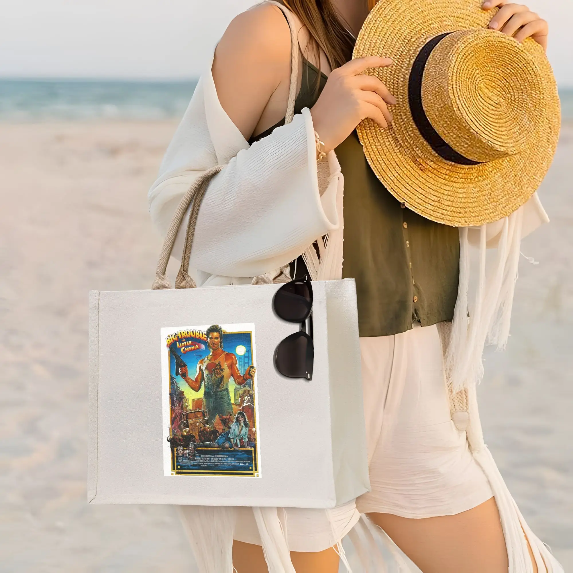 

Сумка-шоппер Big Trouble in Little China из холщовой ткани, складная, для женщин, на плечо, дорожная сумка-тоут