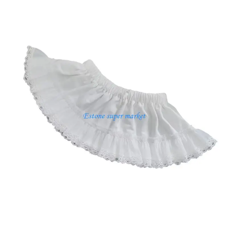 

090B Fashionable Tiered Cotton Skirt Elasticized Band Airy Cotton Blend Perfect For School Playdates Parties