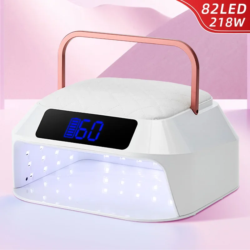 

218W Leather Hand Pillow Nail Lamp Powerful Manicure Nail Drying Lamp 2 In 1 Nail Dyer Dual Light Sources 82 Leds UV Dryer Light