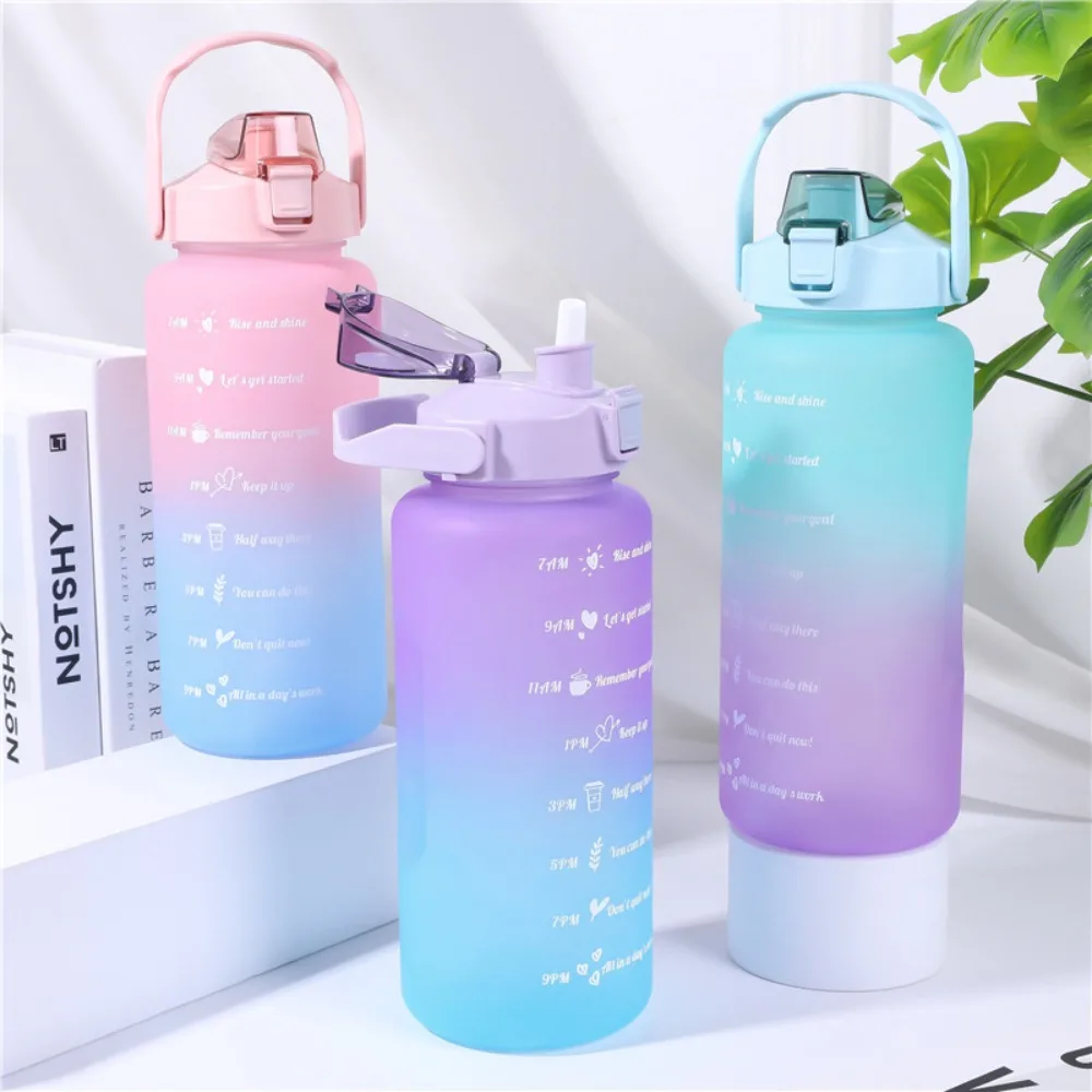 

2L Sport Water Bottle Large Capacity Portable Outdoor Camping Travel Gym Fitness Jugs Student Gradient Plastic Sports Bottle Cup