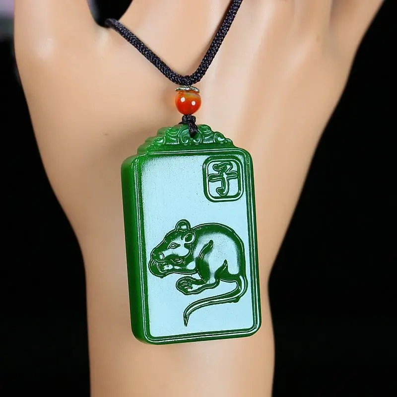 

Hetian Jade Jasper Eight Patron Saints Двенадцать знаков зодиака, двусторонняя подвеска, фирменное название Natal