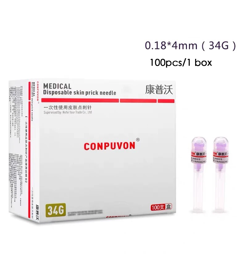 Agulha única da luz da água do Compo, agulha não indolor do mosquito do ponto micro, ultra leve, superfino, 34G 1.55mm