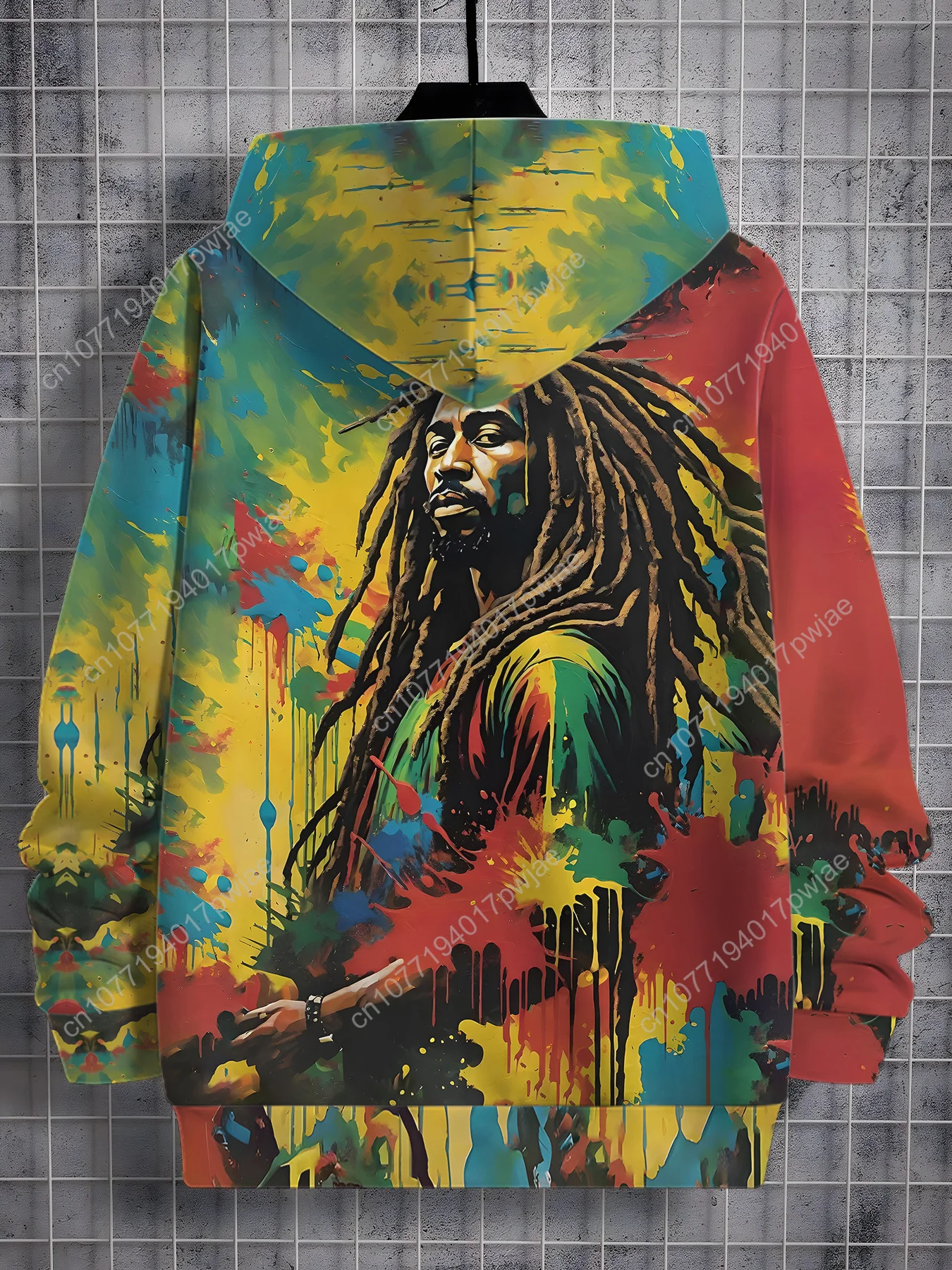 เสื้อสเวตเชิ้ตมีฮู้ดพิมพ์ลายดิจิตอล 3 มิติสำหรับผู้ชาย - เสื้อพูลโอเวอร์ลายกราฟฟิตีสีสันสดใส ทรงหลวม แขนยาว ซักเครื่องได้