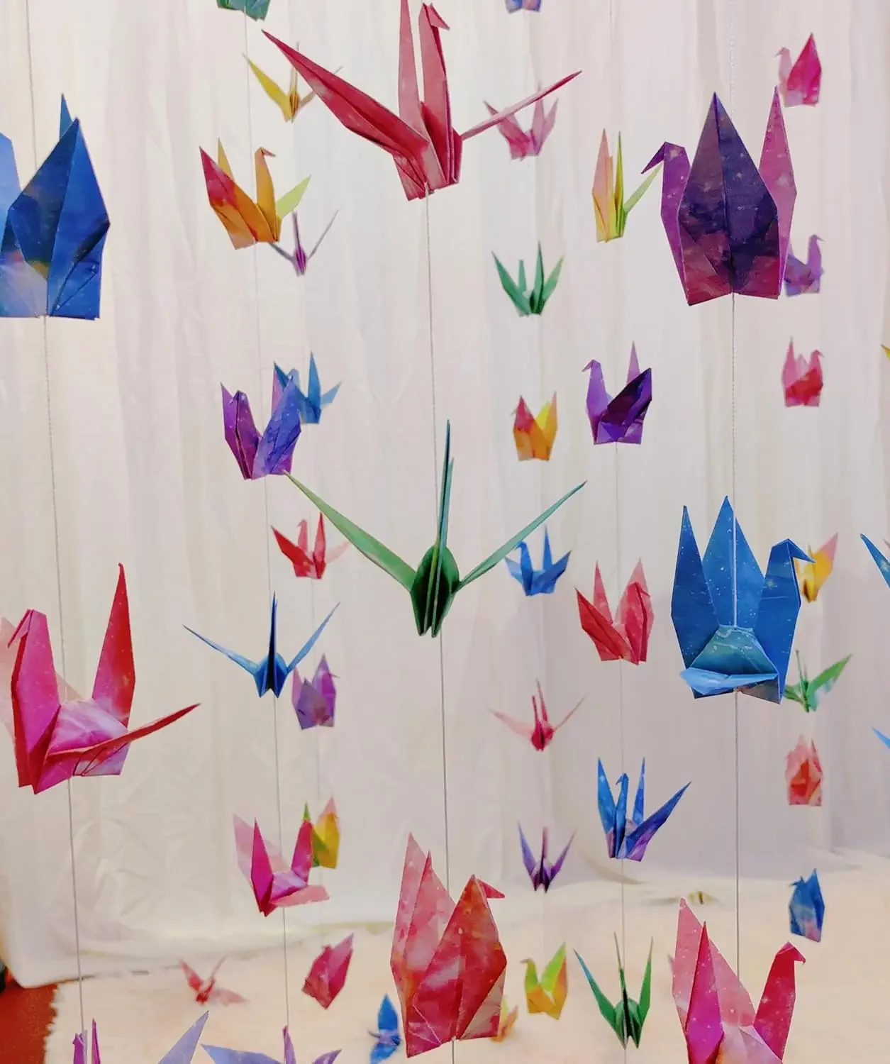 

Watercolor Galaxy Origami Crane Garland 5.2ft, Starry Sky Paper Cranes for Party Decor