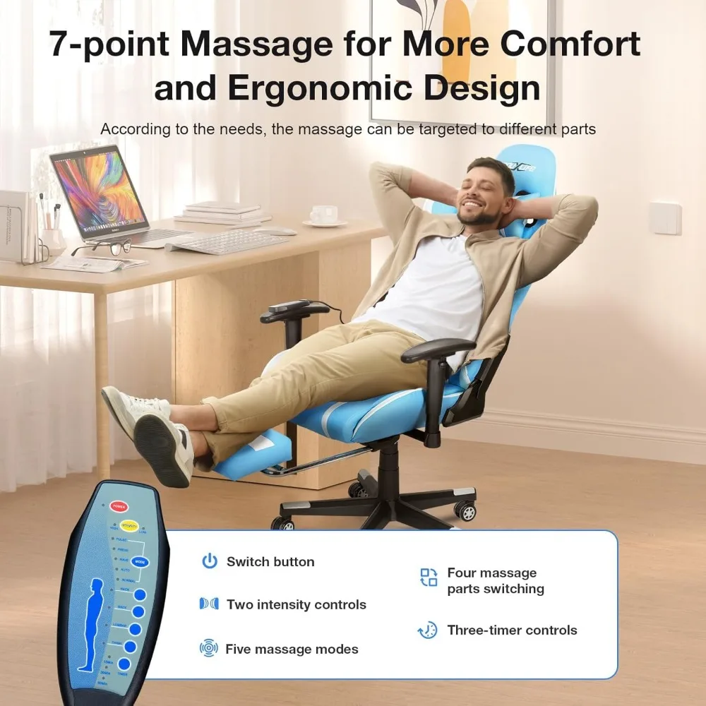 Sedia da gioco Massaggio Sedia da gioco per PC Sedia da ufficio Sedia da computer ergonomica con sedia da lavoro girevole con supporto lombare