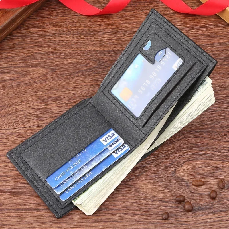 Men's Wallet Mens Short Wallet Youth Fashion Horizontal Soft Leather Business Wallet Credit IDCard Holder Wallets Billfold Purse