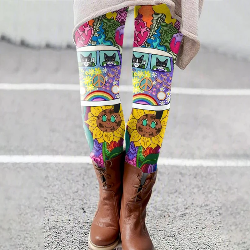 المرأة ثلاثية الأبعاد طماق المطبوعة رفع Leggins الرياضة النساء اللياقة البدنية تشغيل السراويل الكرتون الهزلي لعبة أنماط فتاة طماق