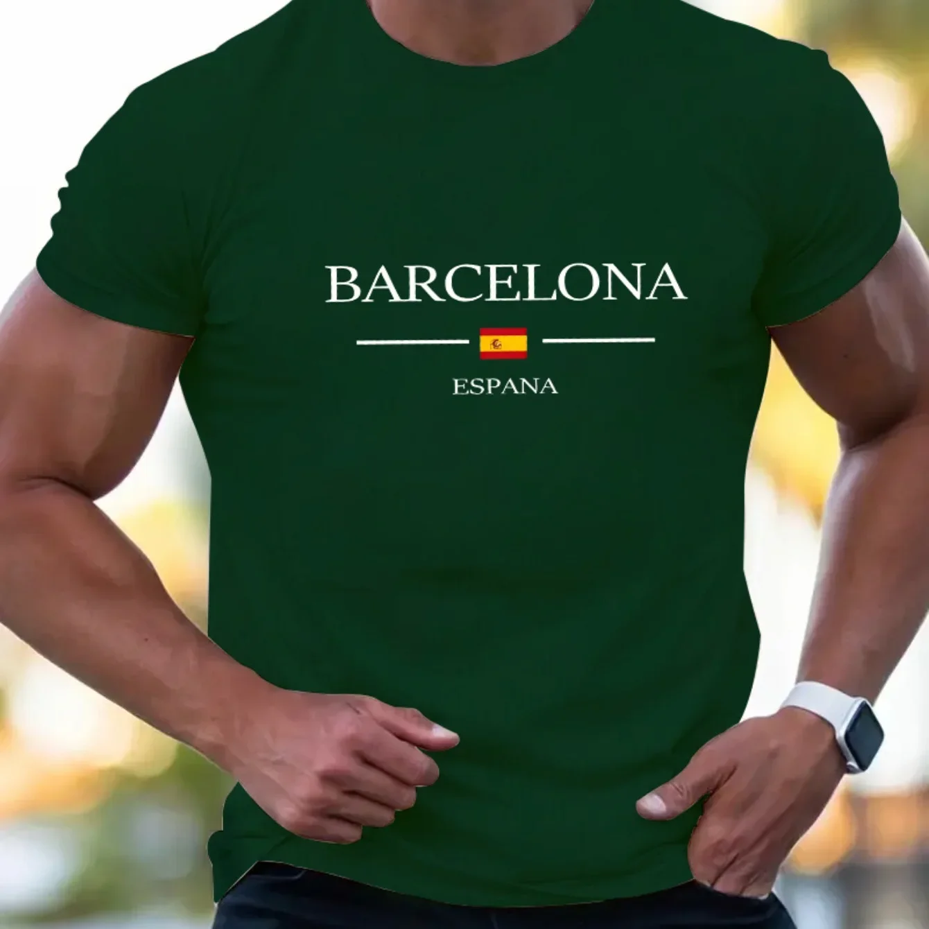 

Summer Casual Loose Plus Size Barcelona Letter Printed Round Neck Short Sleeved T-Shirt Top Men's Big Size Men's Clothes