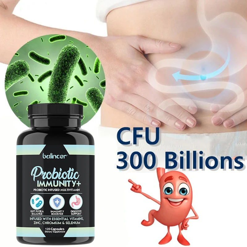 

Probiotic Immunity Supplement - Zinc, Chromium, Selenium - Supports Healthy Gut Flora, Digestive Health, and Immune System